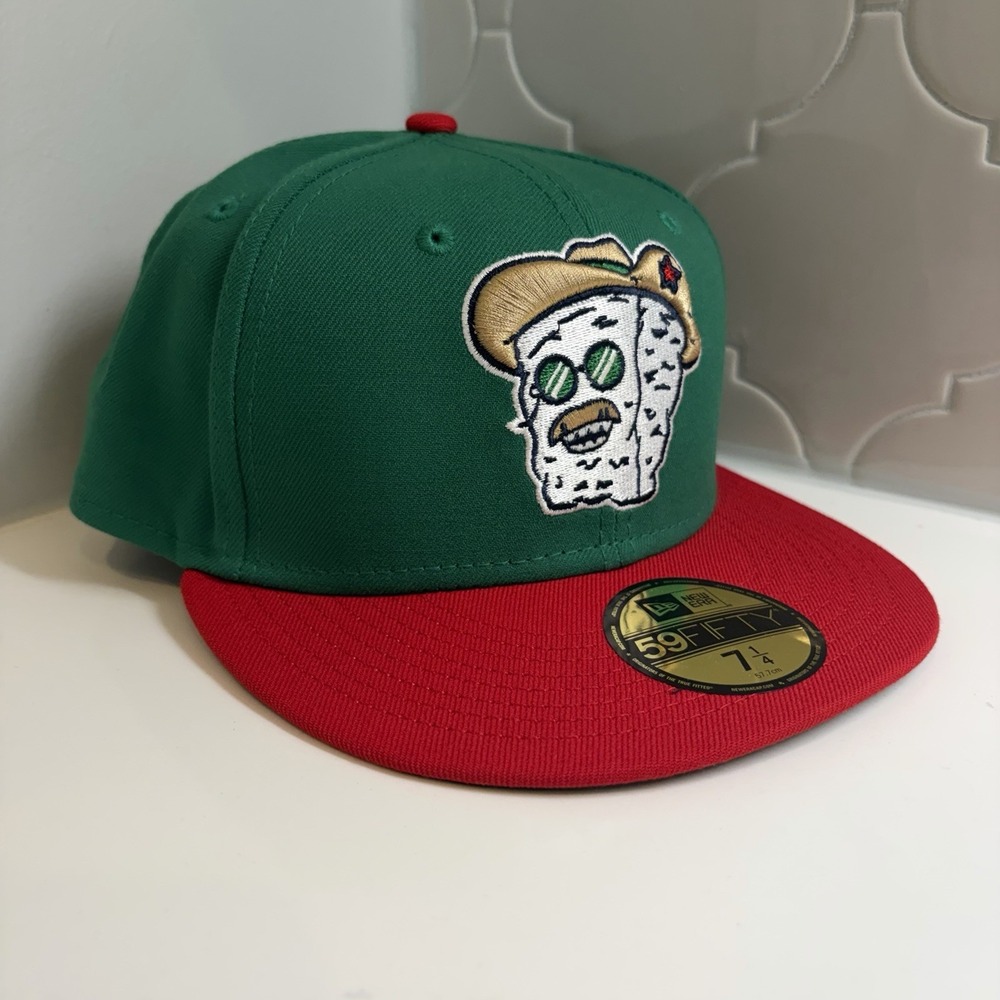 New Era Frisco Roughriders MiLB Copa 59FIFTY Green Red Fitted Hat Size 7 1/4